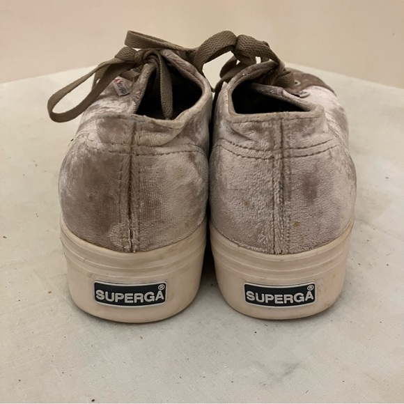 Superega silver velvet lace up platform sneaker size 6.5 - Picture 3 of 10